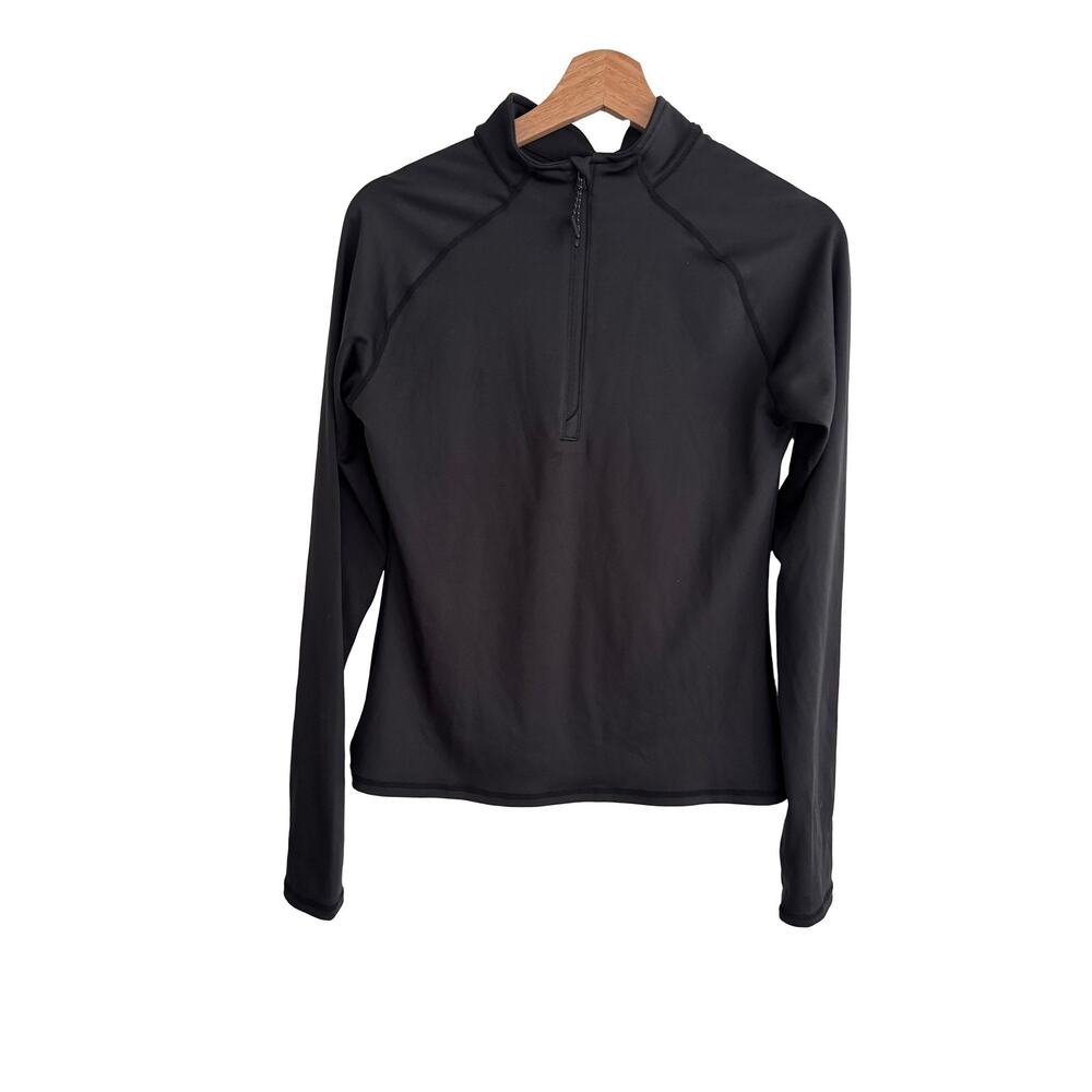 Athletic 1/4 Zip Pullover Top Women's Black Medium